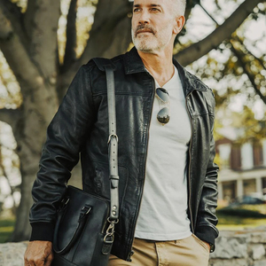 Men’s Distressed Leather Cowboy Jacket – Vintage Western Style Genuine Leather <b>Coat</b> - Product Image 6