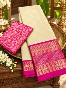 Mercerised Cotton Silk Aura <b>Saree</b> Exclusive Border Self Weaving Design Festive Party Wear Traditional Ethnic Sarees <b>For</b> <b>Women</b> - Product Image 4