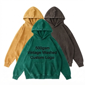 Custom Logo 500gsm Vintage Washed <b>Oversized</b> <b>Hoodie</b> <b>Men</b> Pocket Hooded Pullover Sweatshirt Causal Autumn Wear - Product Image 1