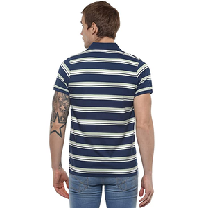 เสื้อโปโลสำหรับผู้ชายลายทางเข้ารูปเสื้อยืดแฟชั่นแขนสั้นออกแบบได้ตามต้องการ - Product Image 2