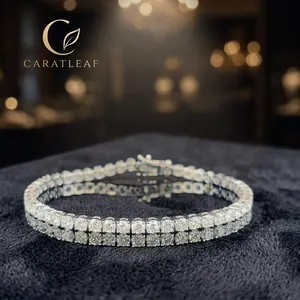 กำไลข้อมือเพชรเทียม 14K ทองคำ 6.45 กะรัต ประดับเพชร 49 เม็ดทรงบริลเลียนท์ รับรองโดย IGI ตัวเรือนแบบ Claw Setting เครื่องประดับหรูหราสำหรับงานแต่งงาน - Product Image 6
