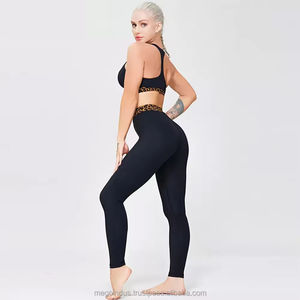 Conjunto Deportivo de 2 Piezas, Leggings y Sujetador Deportivo de Alta Elasticidad, Secado Rápido, Impermeable, Talla Grande, Color Negro, Compresión, para Yoga y Fitness - Product Image 6