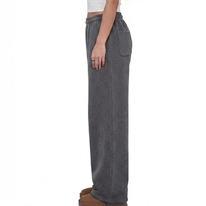 Pantalon de survêtement empilé à jambe large en molleton polyester/coton écologique, nouvelle conception sur mesure, haute qualité, coupe décontractée - Product Image 2