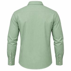 Chemise habillée rayée à manches longues pour homme, col rabattu, 100 % coton popeline, infroissable, style décontracté chic, idéale pour le printemps - Product Image 2