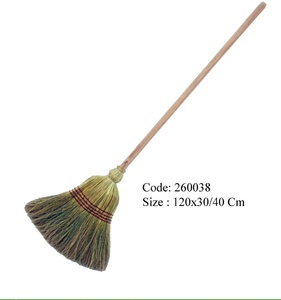 <b>Small</b> Rice Straw <b>Broom</b> with Straw <b>Stick</b> for Home Floor Cleaning With Bamboo Handle - Product Image 2