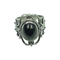 Bague vintage en argent sterling 925 avec pierre précieuse étoile noire, filigrane fait main, cabochon ovale, bague statement, bijoux unisexe, cadeau pour homme
