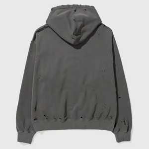 เสื้อฮู้ดโอเวอร์ไซส์ผู้ชาย สีเทา ผ้าฝ้ายฟลีซ ดีไซน์กระเป๋าแบบวอช ทรงปกติ สไตล์ฤดูหนาว แห้งเร็ว ระบายอากาศได้ดี สวมใส่สบาย - Product Image 6