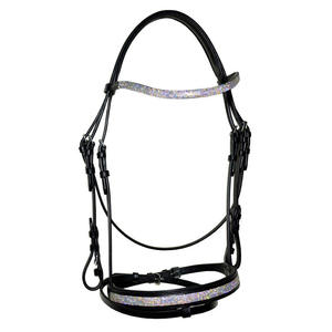 Brida de Cuero de Lujo para Caballo, con Cristales Multicolor en la Frente, Narquera Anatómica Suave y Acolchado de Cristal de Alta Gama - Product Image 1