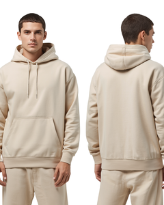 Men Oversized Hoodie Solid Color Casual Pullover Hooded Sweatshirt Regular Fit Cotton French Terry Autumn Wear - Product Image 3