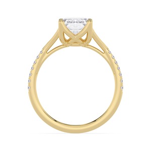 Bague de fiançailles moderne en or rose 10K avec diamants de laboratoire, 3.11 carats au total, design rond et émeraude, style nuptial. - Product Image 6