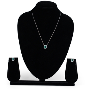 Parure de bijoux luxueuse en argent sterling avec pierres vertes taille émeraude, collier et boucles d'oreilles clous, cadeau d'anniversaire pour femme, coffret cadeau - Product Image 2