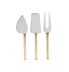 American Style Metal Gold <b>Cheese</b> <b>Set</b> With Round Design Wooden Handle Cutlery <b>Cheese</b> Butter Spreader for Tabletop Use - Product Image 6