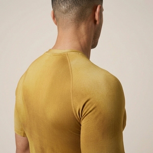 Men's Gradient Yellow Short Sleeve Compression T-Shirt Slim Fit Quick Dry Sporty Athletic Wear O-Neck Knitted Polyester - Product Image 3