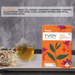 TVOY Premium Kashmiri Kahwa Raw Green <b>Tea</b> 20 Bags 36g Health <b>Tea</b> Wellness Blend for Stress Relief & Detox - Product Image 3