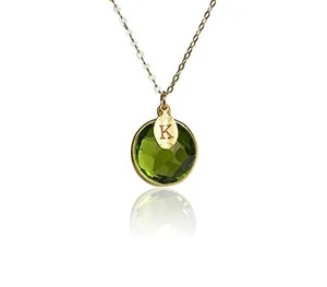 Handmade 14mm Faceted Bezel Peridot August Birthstone <b>Pendant</b> Necklace Gold-Plated Silver-Plated Setting Fashion Accessory for - Product Image 2