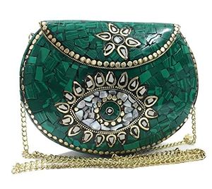 Bolso de Lujo con Incrustaciones de Piedras Florales Kundan, Bolso Bandolera Hecho a Mano para Mujer, Bolso de Moda Exclusivo de Boutique - Product Image 1
