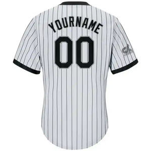 Camiseta de Béisbol Negra con Rayas Blancas, Cuello en V, Nombre y Número Personalizados, Estilo Profesional, Uniforme de Equipo, Venta al Por Mayor - Product Image 2