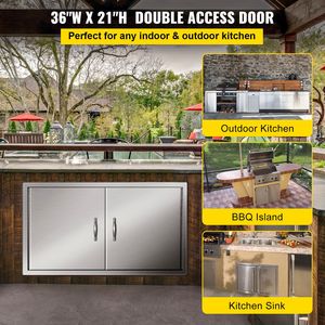 Porte da Cucina Esterna Ignifughe in Acciaio Inossidabile Doppio da 36W x 21H Pollici per BBQ, Stazione Grill e Isola Barbecue a Gas - Product Image 2