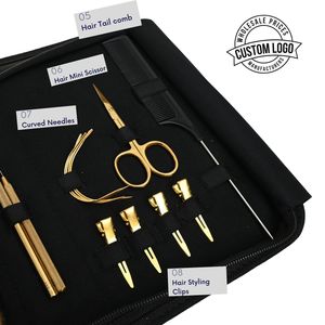 Kit d'outils professionnels en acier inoxydable pour extensions de cheveux : Pince à bandes, Coupe-keratine, Outil à boucle, Mini-ciseaux, Pinces de coiffure - Product Image 4
