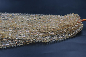 Perles de citrine jaune naturel 7-9mm brin de rondelle de sculpture lisse pour la fabrication de bijoux - Product Image 4