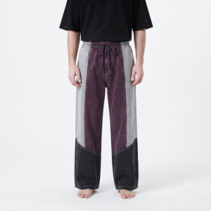 Pantalon de jogging oversize pour homme, délavé à l'acide, coupe ample, color block, en coton, style streetwear décontracté - Product Image 4
