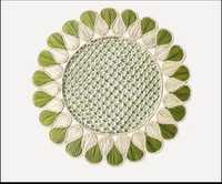Set de table rond en bambou fait main vert, style bohème, tissage naturel, diamètre 450 mm