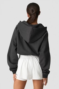 Custom Wholesale Womens Cropped 1/<b>4</b> Zip Tracksuit Set Activewear Pullover Hoodie & Shorts Blank Fitness Set - Product Image 4