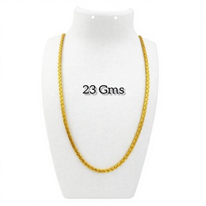 Conjunto de Joyería de Lujo para Hombre, Cadena de Oro Sólido de 22K, Estilo Clásico para Bodas y Fiestas, Eslabones Cilíndricos Texturizados de Alto Brillo, 47 Gramos, Auténtico - Product Image 1