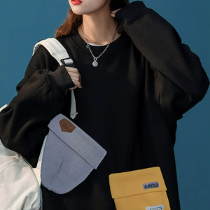 Sudadera Casual Oversize para Mujer con Manga de Doble Capa, Tejido de Punto Moderno para Otoño con Logotipo Frontal - Product Image 4