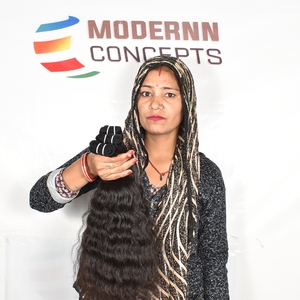 ช่อถักเปียผมคนดิบสีดำยาวแบบอินเดียเส้นผมโปร่งใสมีเส้นผมไม่ผ่านกระบวนการทางเคมี - Product Image 2