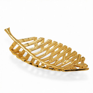 ชามตกแต่งโลหะอลูมิเนียมชุบทองรูปทรงใบไม้ขนาดใหญ่อุปกรณ์เสริมบนโต๊ะสำหรับห้องครัว - Product Image 1