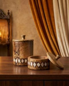 En gros, Bol à bougie rond en bois avec couvercle en bois, Récipient pour bougies, Décoration de Noël, Prix bas, En vrac, Outils pour épices indiennes - Product Image 4