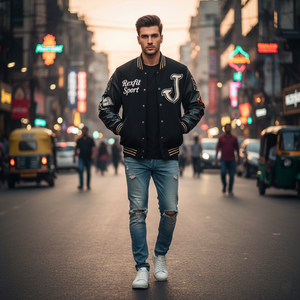 เสื้อแจ็คเก็ตเบสบอล RexFit Sport Custom รุ่น Varsity Letterman สำหรับผู้ชาย แขนหนัง ปักลาย  ผู้ผลิต OEM สำหรับฤดูหนาว - Product Image 4