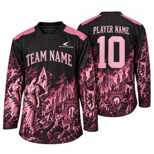 Uniformes Deportivos al Por Mayor, Jersey de Hockey sobre Hielo de Última Moda, Números Aplicados, 280 GSM, Impresión por Transferencia de Calor, Transpirable - Product Image 1