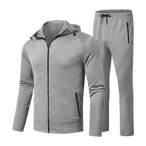 ชุดวอร์มผู้ชายแบบมีซิป เสื้อแจ็คเก็ตมีฮู้ด กางเกงวอร์มสำหรับวิ่งและเล่นกีฬา พร้อมกระเป๋าซิป สวมใส่สบาย - Product Image 1