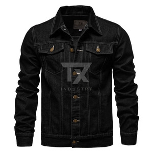 Veste en jean pour homme d'hiver, 100% coton, confortable, design slim décontracté, coupe-vent, respirante, boutonnée devant - Product Image 4