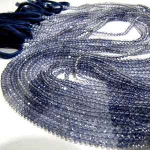 Cuentas de Iolita Natural de 2mm, Forma Rondelle, Microfacetadas, en Hilo de 13 Pulgadas de Largo - Product Image 2