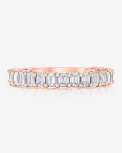 3.6mm Emerald Cut Lab Grown Diamond Half Eternity Wedding Bands 14K Solid Gold Minimalist <b>Stacking</b> <b>Rings</b> Factory Price Wholesale - Product Image 5