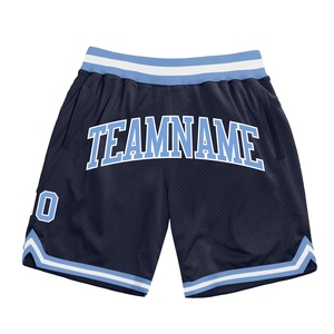 Shorts de basket-ball personnalisés écologiques bleu marine-Blanc authentiques et rétro - Product Image 1