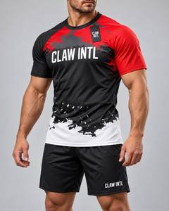 Conjunto de Camiseta de Fútbol para Hombre CLAW INTL, Rojo y Negro, Sublimado, Manga Corta, Transpirable, para Entrenamiento - Product Image 3