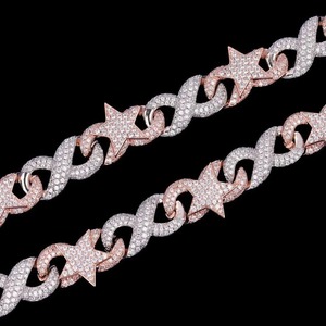 Collier chaîne cubaine en or 18 carats pour homme, serti de diamants de laboratoire, taille brillant rond, couleur E, certifié IGI, style hip-hop de luxe - Product Image 1