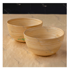 Bol jetable rond en bambou élégant et classique, écologique et personnalisable, idéal pour servir des salades, du riz, des fruits ou des repas quotidiens lors de fêtes à domicile. - Product Image 1