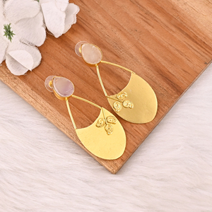 Boucles d'oreilles en laiton avec pierres précieuses naturelles multi-fluorite, bijoux tendance pour femmes - Product Image 2