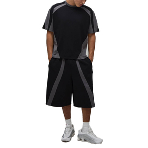 Ensemble T-shirt et short en coton tricoté uni pour homme, respirant, sans coutures, vêtements de sport d'été pour la course à pied - Product Image 2