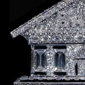 Anillo Personalizado con Diseño de Mansión, Anillo con Incrustaciones de Diamantes Moissanite VVS en Plata de Ley 925, Joyería Hip Hop de Lujo, Regalo para Hombres y Mujeres - Product Image 3