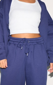 Pantalones Deportivos Anchos de Color Azul Marino para Mujer, Corte Holgado Informal, Cintura Alta, Pierna Recta, Pantalones de Salón Cómodos y a la Moda - Product Image 3