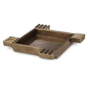 Cenicero de Cigarrillos Metálico de Diseño Superior Amson Brass AG-78, Forma Cuadrada, Color Dorado Antiguo, Cenicero de Mesa para Cigarrillos y Cigarros, Estilo Americano - Product Image 1