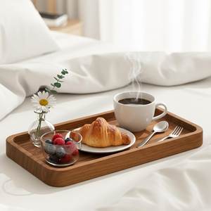 Acacia Wood Serving Tray <b>Rectangle</b> Handmade Wooden Tray <b>Coffee</b> <b>Table</b> Tray Rustic Kitchen Decor Catch All Tray Housewarming - Product Image 4