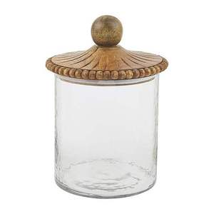 Bocaux de rangement en verre avec couvercles en bois, forme rectangulaire, design minimaliste, écologiques, petits récipients de cuisine - Product Image 2