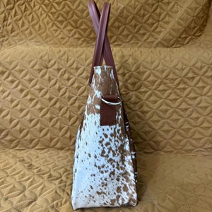 Bolso tote de cuero con pelo auténtico hecho a mano, bolso de hombro de cuero genuino, bolso de viaje vintage de gran capacidad - Product Image 3